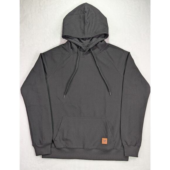 Vict Popu Black Waffle Weave Pattern Pullover Hoodie Size Small - Picture 1 of 9